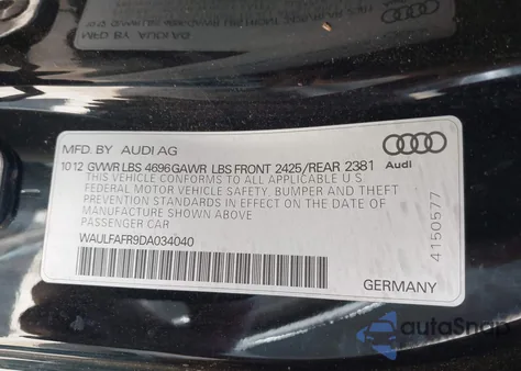 2013 Audi A5 2.0T Premium из США, поврежденный, VIN WAULFAFR9DA034040